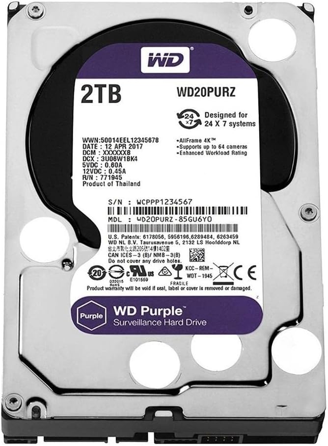 WD 2 TB Purple Surveillance HDD - WD20PURZ