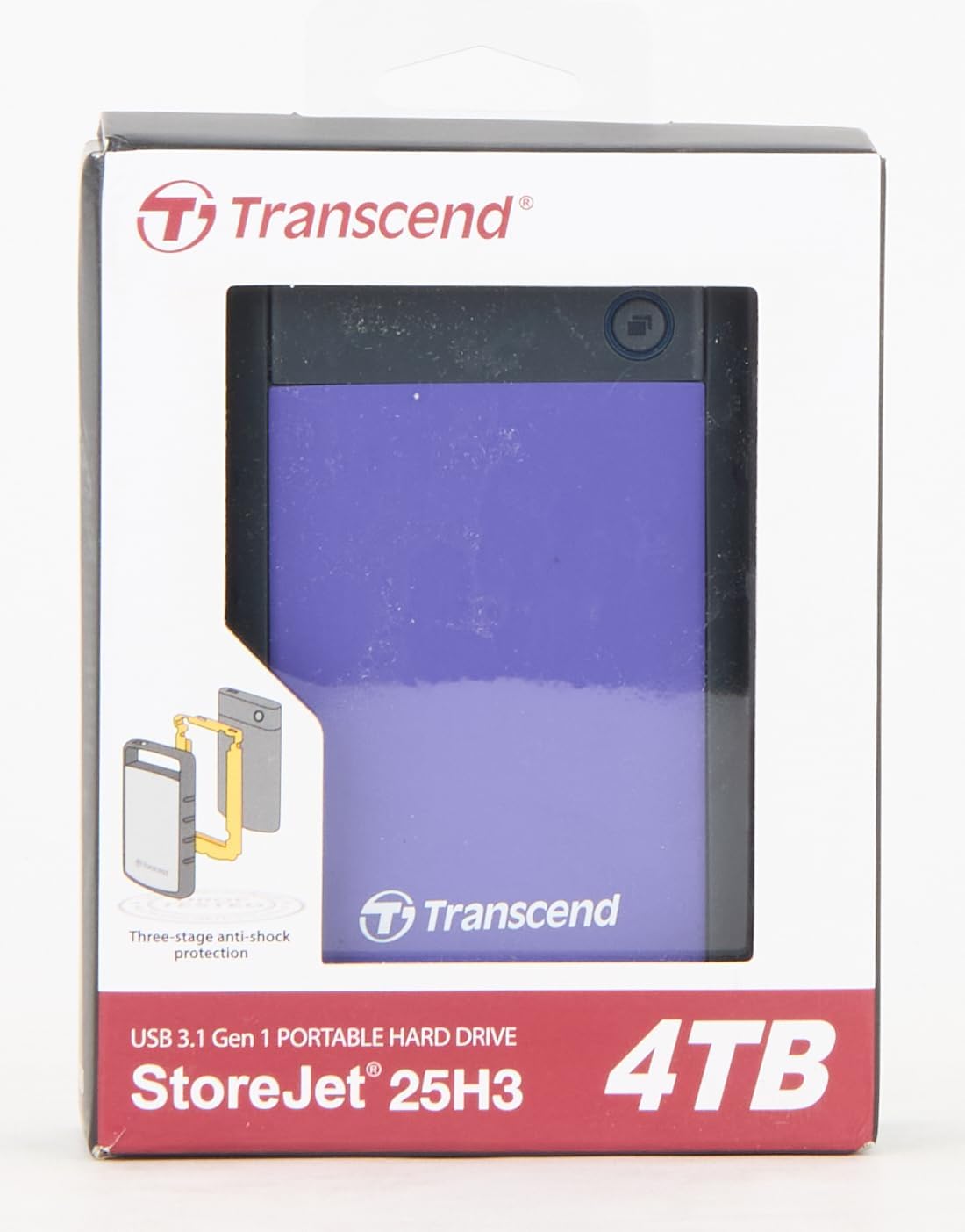 Transcend 4 TB Rugged Portable Hard Drive - Shock Resistant USB 3.1 Gen 1 StoreJet Purple - TS4TSJ25H3P