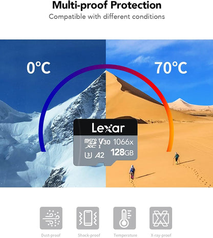 Lexar Professional 1066x 128GB Micro SDXC UHS-I Card w/SD Adapter (Silver Series, Up to 160MB/s Read 120MB/s Write)