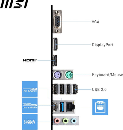 MSI PRO B760M-P Motherboard, Micro-ATX - Supports 12th and 13th Gen Intel Core Processors, LGA 1700 - DDR5 Memory Boost 6800+MHz/OC, PCIe 4.0 x16 Slot, M.2 Gen4 Slots - T
