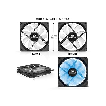 Redragon GC-F006 RGB PC Cooling Fan CPU Cooler and Radiators, Pack of 3,120mm