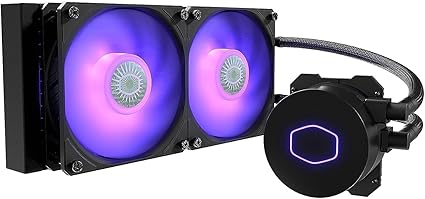 CoolerMaster MasterLiquid ML240L RGB V2, Close-Loop AIO CPU Liquid Cooler, 3rd Gen Dual Chamber Pump, 240 Rad, SickleFlow 120mm PWM, RGB Lighting for AMD Ryzen AM5/AM4/Intel LGA1700*/1200/115X