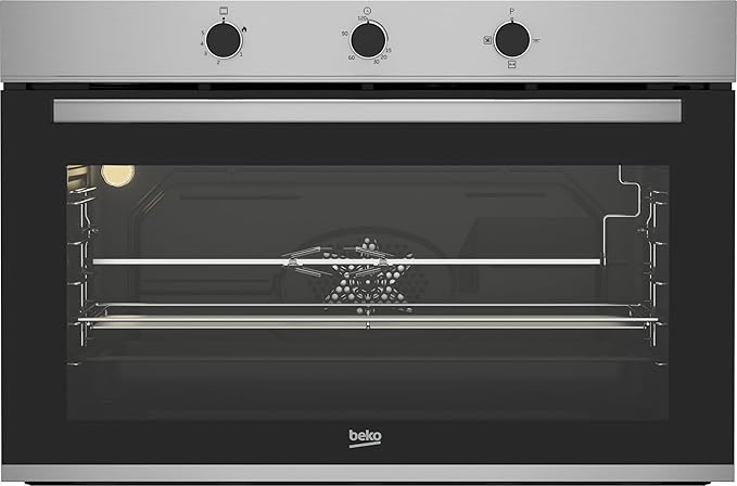 Beko Built-in Gas Oven - 90 cm - Gas Grill - Automatic Cooling Fan - TURKEY - Cooking Fan - 96 Litres -BBWHT12104XS-