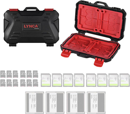 LYNCA KH 10 Water-resistant CF/SD/SDHC/TF/MSD Memory Card Case Box Keeper Carrying Holder Storage Organizer 24 Slots for Sandisk Transcend Lexar Kingston