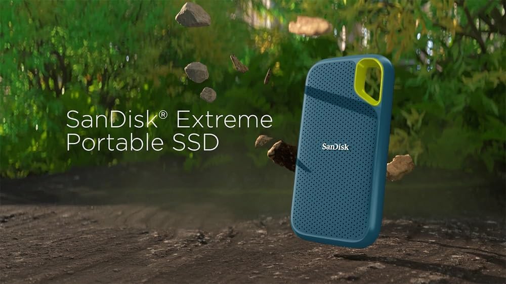 SanDisk Extreme Portable SSD 1050MB/s R, 1000MB/s W, PC, MAC& Smartphone Compatiable, 1TB, 5 Y Warranty, Monterey color, IP 65 resistance and 3-meter drop protection