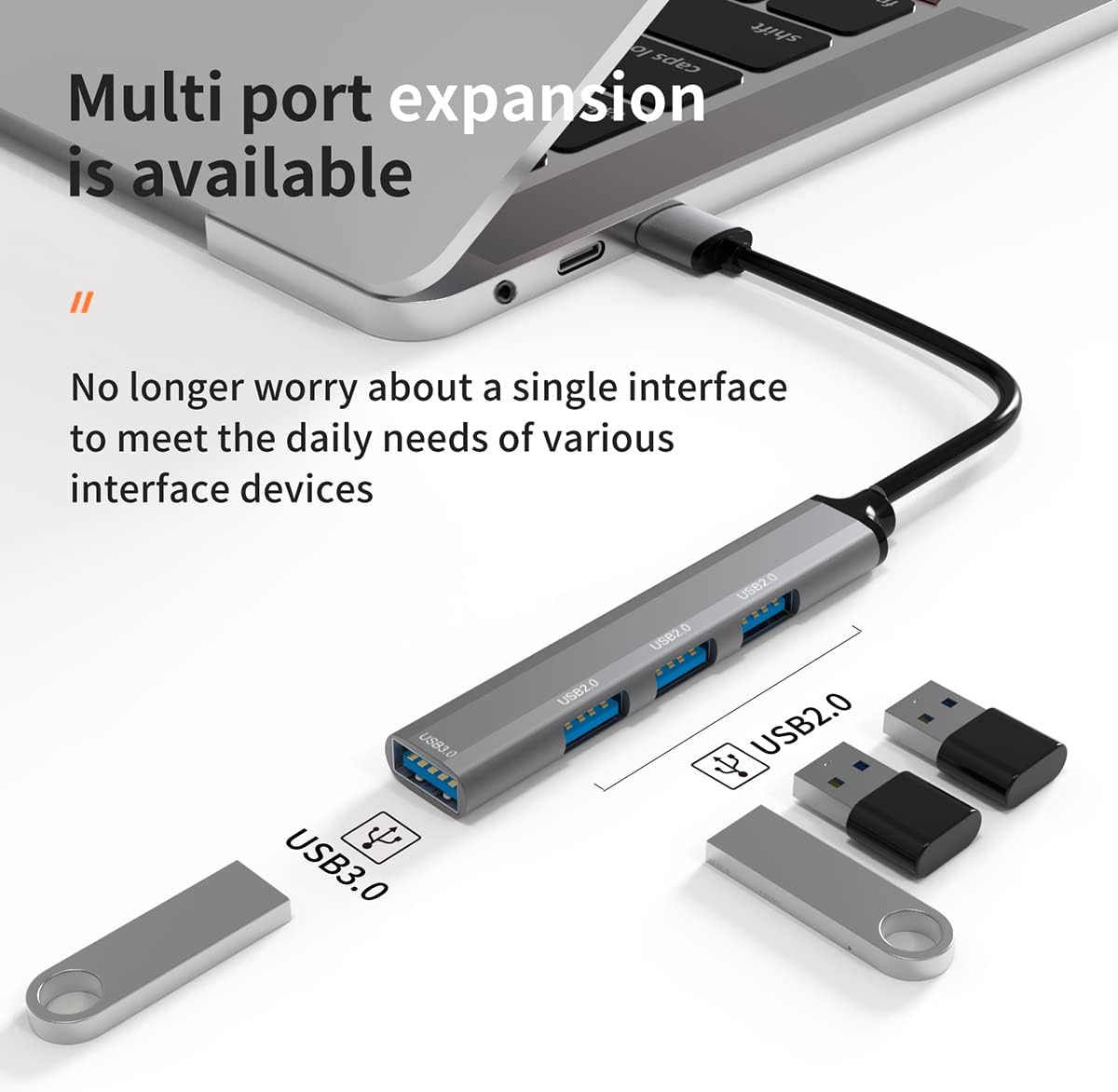 Mini USB A Hub Extensions, 4-Port USB 3.0 & USB 2.0 Ultra Slim Hub, Portable Multi USB Port HUB for Desktop, Laptop, MacBook, Xbox, PS4, Printer, Flash Drive, Mobile HDD…