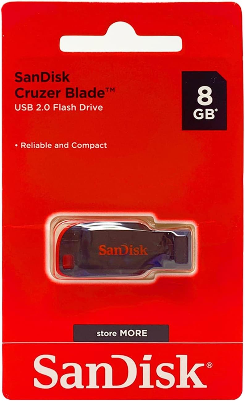 SanDisk 8GB Cruzer Blade USB 2.0 Flash Memory Drive SDCZ50-008G, Pack of 1