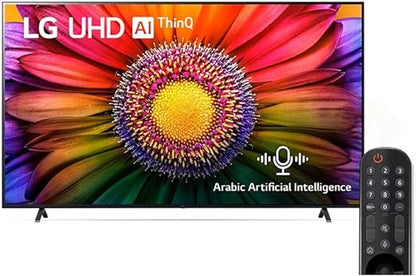 LG, UHD 4K TV, 55 inch UR80 series, WebOS Smart AI ThinQ, Magic Remote, 3 side cinema, HDR10, HLG, AI Sound Pro (5.1.2ch), 2 Pole stand, 55UR80006LJ.AFU