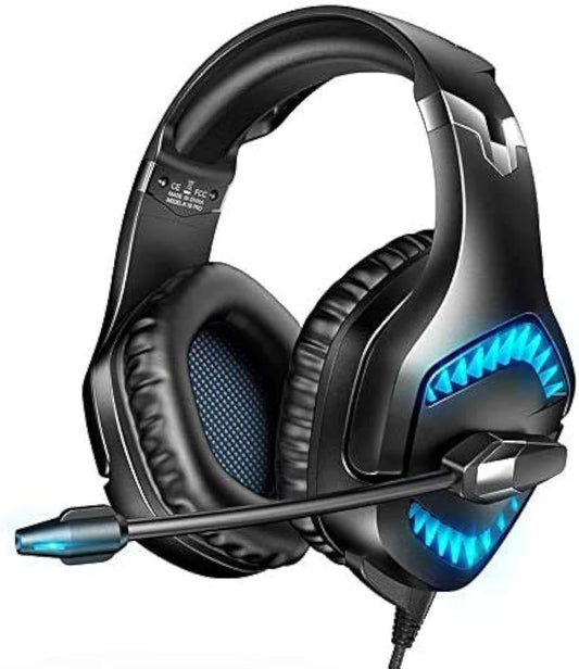 RUNMUS GAMING Gaming Headphone K1B Pro with LED and Microphone Wired Over Ear Headphone for PC, PS5, Xbox, Mobiles, Tablets, Laptops. (Blue)