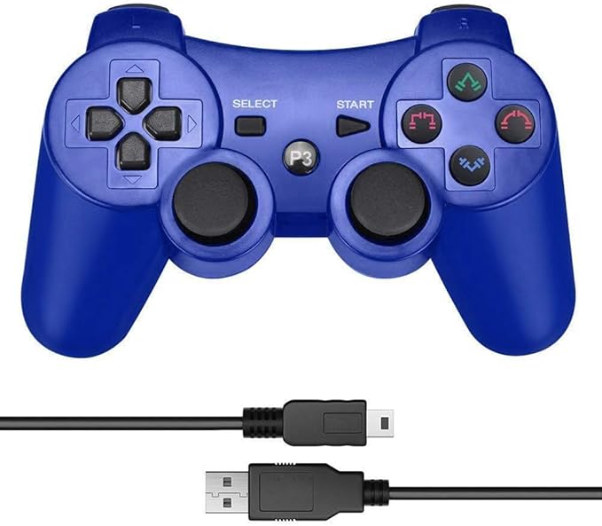 PS3 Controller Wireless Game Controller Dualshock 3 Joystick, Remote Bluetooth Sixaxis Control Gamepad Heavy-duty Game Accessories for PlayStation 3 (Navy Blue)