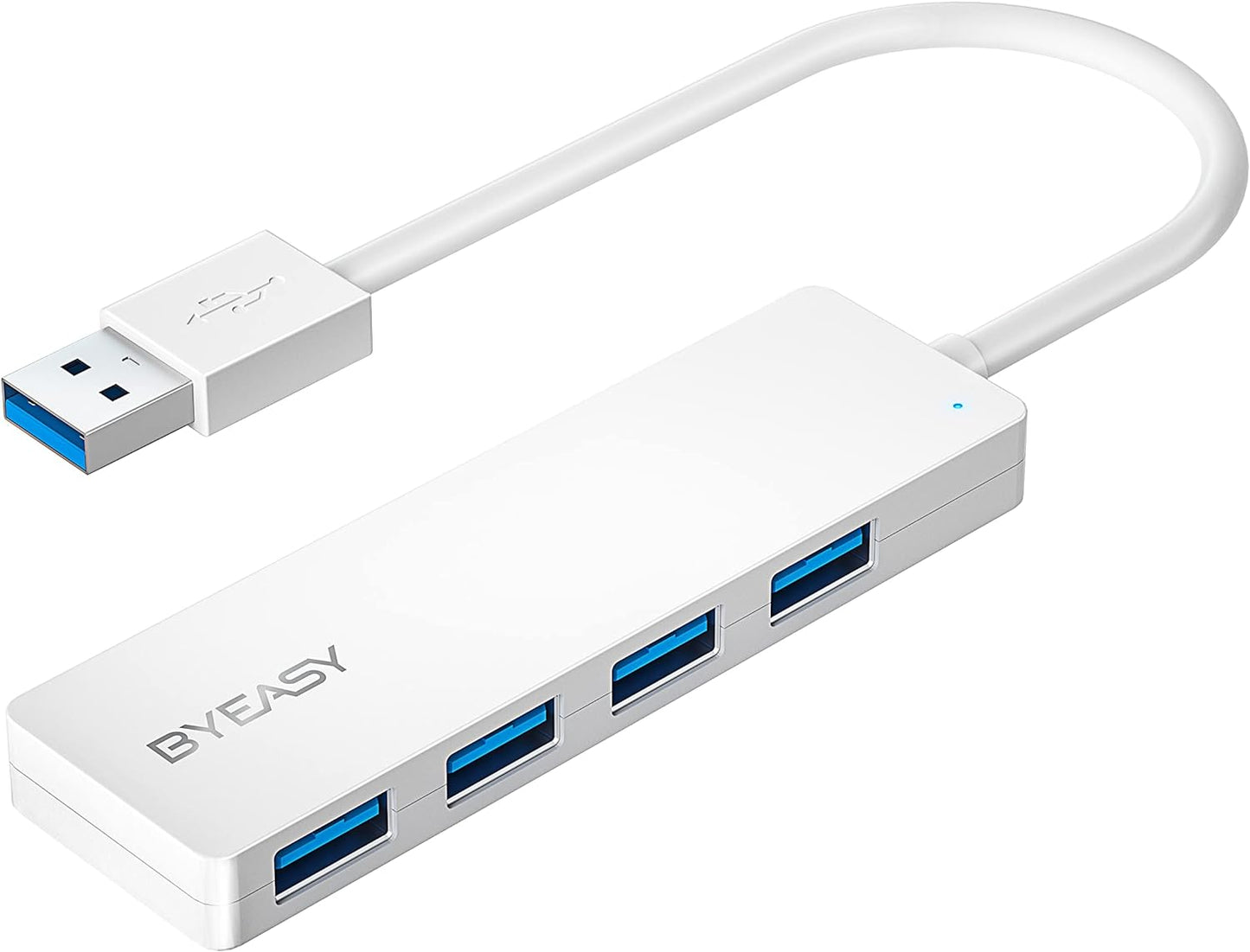 USB Hub, BYEASY 4-Port USB 3.0 Hub Ultra Slim Portable USB Splitter for iMac Pro, MacBook Air, Mac Mini/Pro, Surface Pro, Notebook PC, Laptop, USB Flash Drives, and Mobile HDD (White)