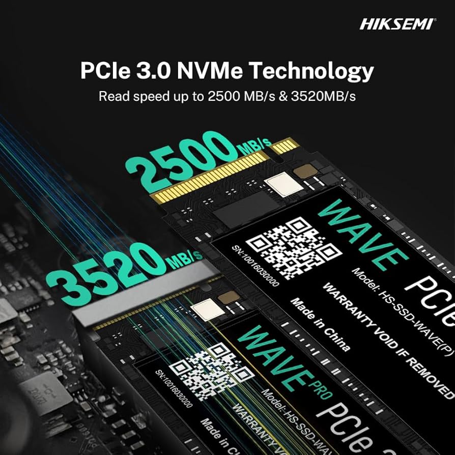 HIKSEMI SSD WAVE Pro(P) 512G, PCIe Gen 3 x 4, NVMe, 80.15 mm × 22.15 mm × 2.38 mm Up to 3500MB/s read speed, 1800MB/s write speed, Internal Solid State Drive, 5 years warranty