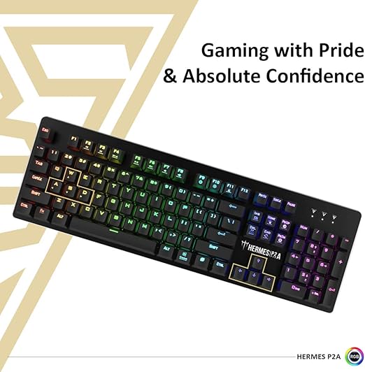 GAMDIAS Hermes P2A Full-Size RGB Mechanical Gaming Keyboard with Optical Switches, 12 Built-in Lighting Effects, 8 Multimedia Keys, 4 Lighting Effects Hotkeys and 32KB Built-in Memory (Multicolour)