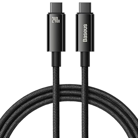 Baseus Robust 240W Super Fast Cable Rapid Charging USB-C to USB-C PD3.1 QC4.0 for Samsung Galaxy S24Ultra, S23, Note 20Ultra for Huawei, Oppo, Xiaomi, Apple and all Type C Devices (2 Meter)