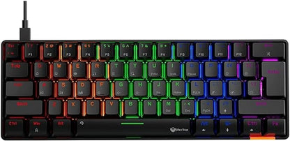 MEETION RGB Backlit Mini 61 Keys Wired 60% Mini Blue Switch Mechanical Keyboard Black MT-MK005