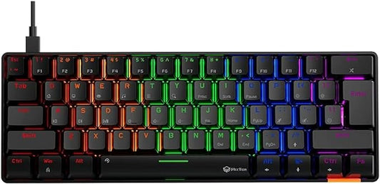 MEETION RGB Backlit Mini 61 Keys Wired 60% Mini Blue Switch Mechanical Keyboard Black MT-MK005