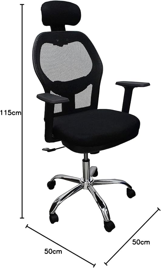 Alamal High Back Mesh Chair with Adjustable Armrest, Adjustable Lumbar Support, Adjustable Back and Headrest, Black