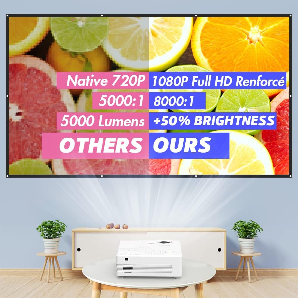 Mini WiFi Projector 1080P Full HD Supported, 7000 Lumen Portable Outdoor Video Projector Compatible with TV Stick Smartphone Tablet HDMI VGA USB, Multimedia Home Movie Theater Projector