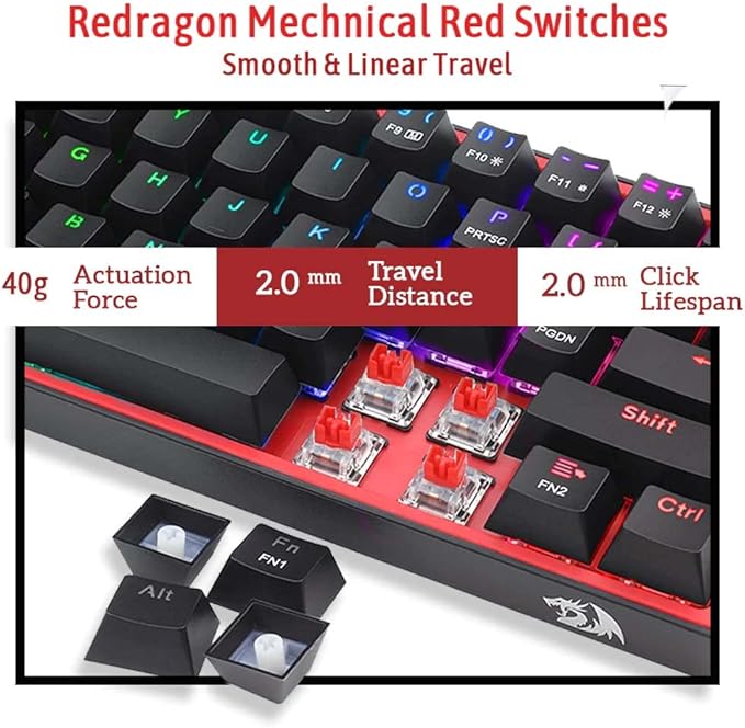 REDRAGON K617 Fizz RGB 60% Mechanical Keyboard | RED-K617-RGB, Carbon