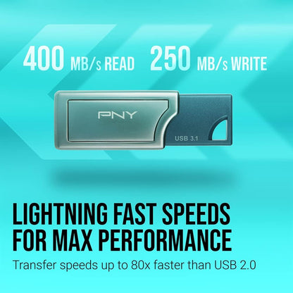 PNY PRO Elite USB 3.0 Flash Drive - 512GB, read speed up to 400MB/s, P-FD512PRO-GE, Silver