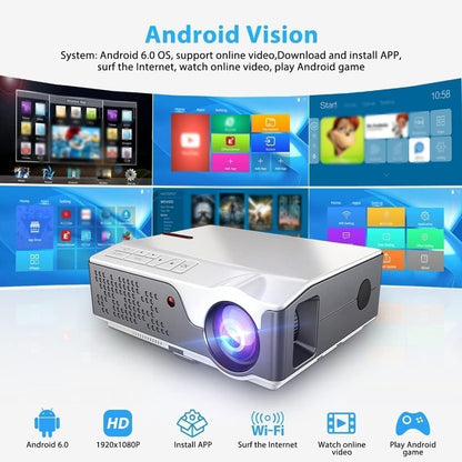 Projector Td96 Td96w Full HD 1080p Android WiFi LED Projector 1920 x 3D Home Theater Smartphone Color :A Zhengqiang A,7800 Lumen,x1080,.,1920 x 1080