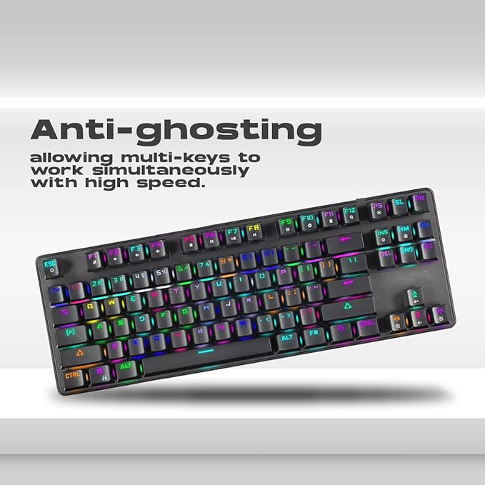 GameStop GS200 RGB Gaming Mechanical Keyboard - Outemu Brown Switches - 1000Hz Polling Rate - FPS Sniper (Black)