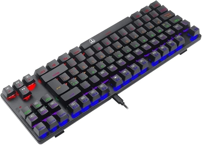 T-DAGGER TGK313 BORA Gaming Mechanical Keyboard - Rainbow LED Lighting -TKL Size 87 Key - AR/EN Key || (T-TGK313) (Blue Switch), Bluetooth