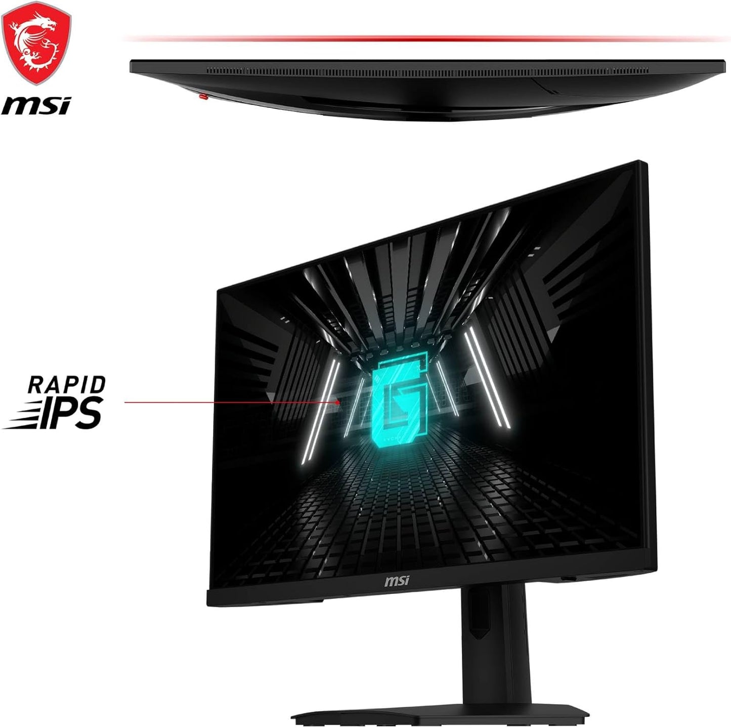 msi G244F E2 23.8 Inch FHD Gaming Monitor - 1920 x 1080 Rapid IPS Panel, 180 Hz / 1ms, 118% sRGB Colour Gamut/Adaptive-Sync - DP 1.2a, HDMI2.0b