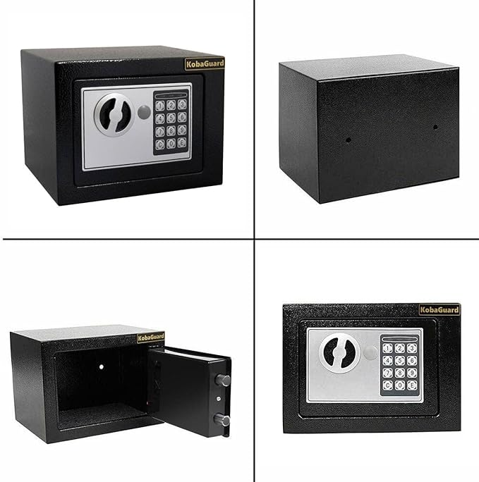 KobaGuard Electronic Security Safe Box for Hotel Home Office Business Steel Strongbox with Electronic Digital Lock and Pin Code Keypad to Protect Cash Money Jewelry Documents, Black (17E)