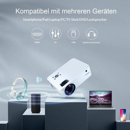 Projector, 16000 Lumen Projector 4K Supported, Native 1080P Full HD Mini Projector Home Cinema with Zoom Function, LED Projector Outdoor Projector 4K, 5G WiFi Bluetooth Projector iOS Compatible TV