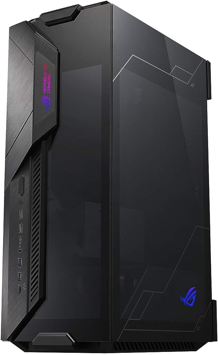 ASUS ROG Z11 Mini-ITX/DTX Mid-Tower PC Gaming Case with Patented 11° Tilt Design, Compatible with ATX Power Supply or a 3-Slot Graphics, Tempered-glass Panels, Front I/O USB 3.2 Gen 2 Type-C, Two USB 3.2 Gen 1 Type-A and ARGB Control Button