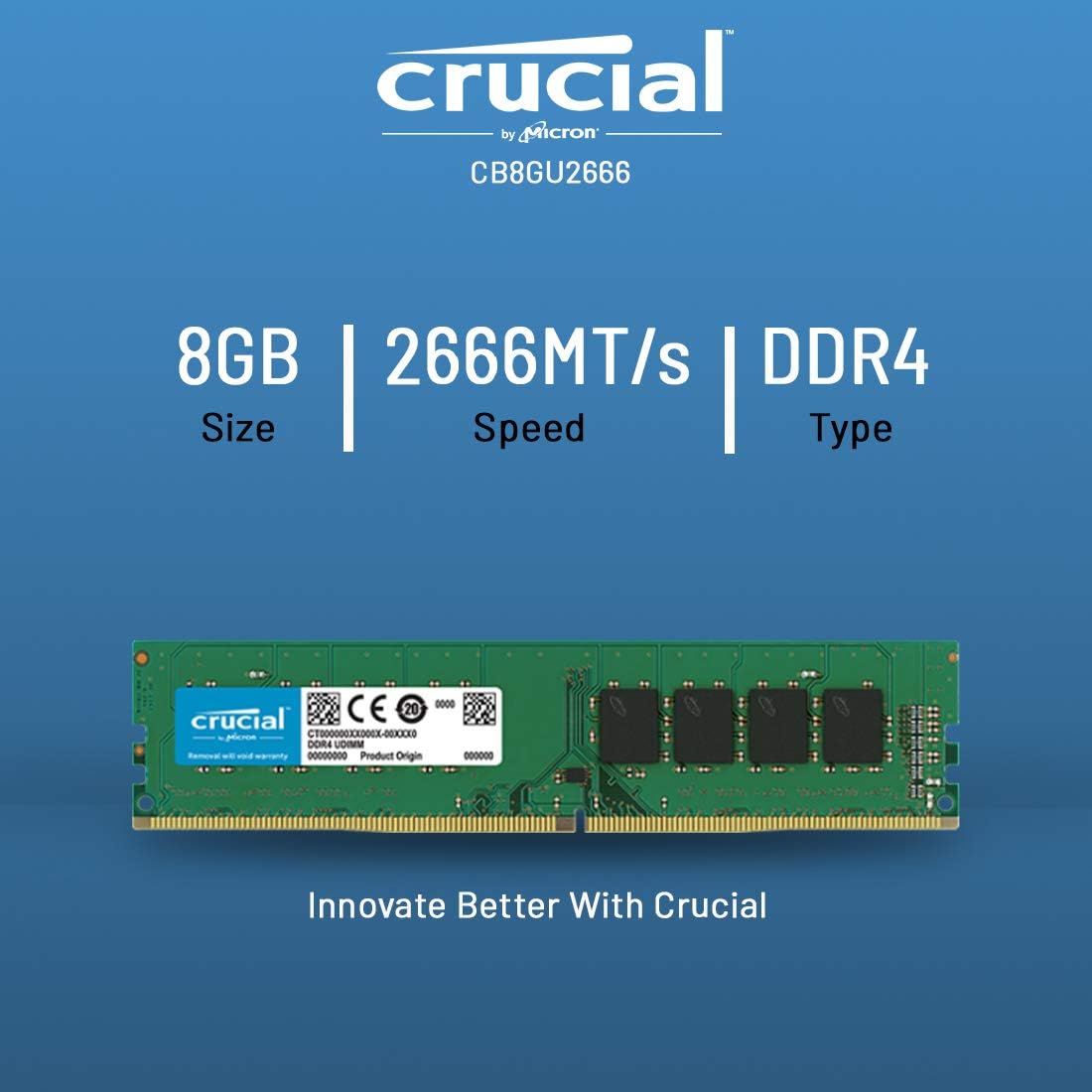 Crucial RAM CB8GU2666 8GB DDR4 2666 MHz DESKTOP Memory - T