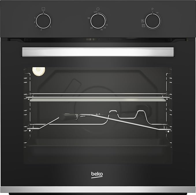 Beko Built-in Gas Oven - 60 cm - Electric Grill - Fan Assisted Cooking - Catalytic Side Walls - Cooling Fan - BBIH12100BC