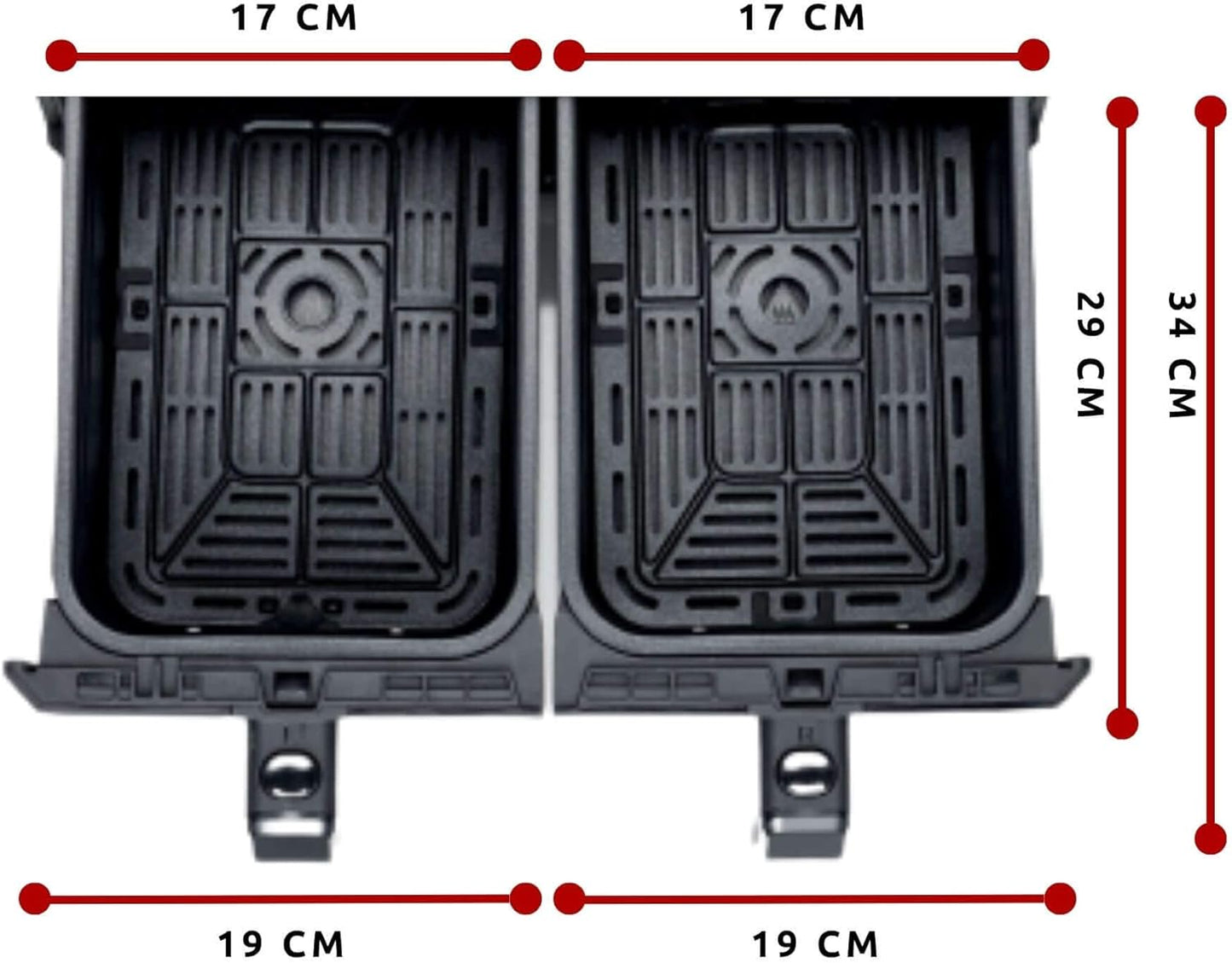 Ariete 4623 Airy Metal Air Fryer Double Basket, 1700 W, 8 Liters, 3 Cooking Functions, digital LED touch panel, 8 preset programs, timer, 2 Baskets, Black (by Delonghi Group) - T