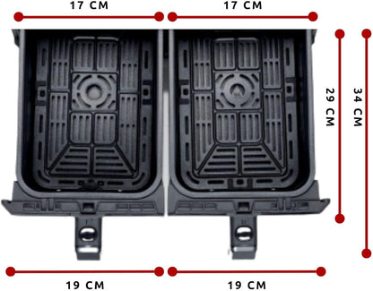 Ariete 4623 Airy Metal Air Fryer Double Basket, 1700 W, 8 Liters, 3 Cooking Functions, digital LED touch panel, 8 preset programs, timer, 2 Baskets, Black (by Delonghi Group) - T