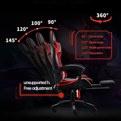 OHAHO Gaming Chair, Office Chair High Back Computer Chair Leather Desk Chair Racing Executive Ergonomic Adjustable Swivel Task Chair with Headrest and Lumbar Support (red)