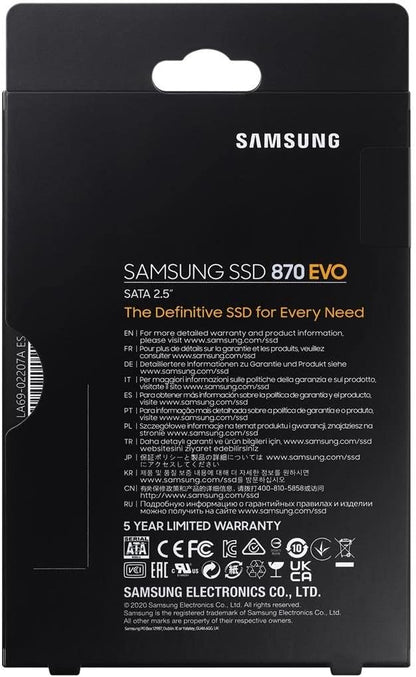 Samsung SSD 870 EVO, 500 GB, Form Factor 2.5”, Intelligent Turbo Write, Magician 6 Software, Black - T