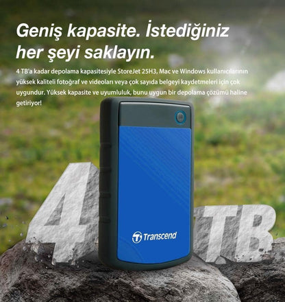 Transcend 4TB USB 3.1 Gen 1 StoreJet 25H3B SJ25H3B Rugged External Hard Drive TS4TSJ25H3B Blue