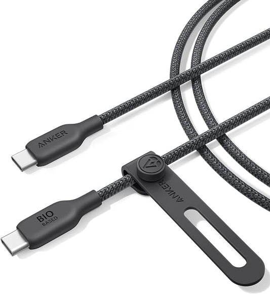 Anker USB C to C Charger Cable (240W, 6ft), Bio-Braided for iPhone 15/15 Plus/ 15 Pro/ 15 Pro Max, MacBook Pro 2020, iPad Pro 2020, iPad Air 4, Samsung Galaxy S23 (Phantom Black)