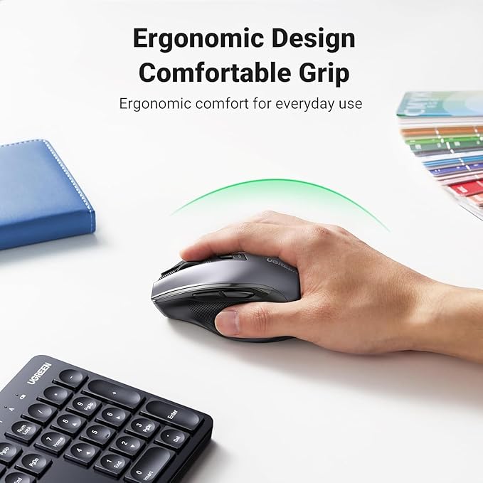 UGREEN Wireless Keyboard and Mouse Combo,2.4GHz Ergonomic Keyboard Mouse, Compact Silent Cordless Full Size Computer Keyboard, Mouse 5 DPI Levels up to 4000, for Computer, Laptop (Arabic)