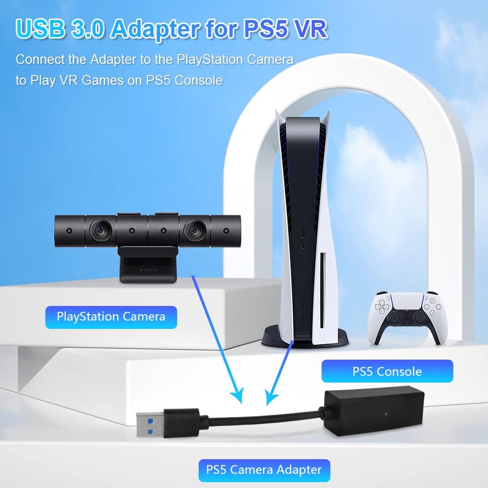 JZW-Shop PS VR Mini Camera Adapter for Playing PS VR on PS5, PS4 PSVR to PS5 Converter Cable Adapter