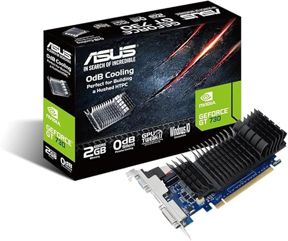 ASUS GT730-SL-2GD5-BRK GeForce GT 730 2 GB GDDR5 Low Profile Graphics Card for Silent HTPC Build (with I/O Port Brackets) - T