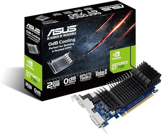 ASUS GT730-SL-2GD5-BRK GeForce GT 730 2 GB GDDR5 Low Profile Graphics Card for Silent HTPC Build (with I/O Port Brackets)