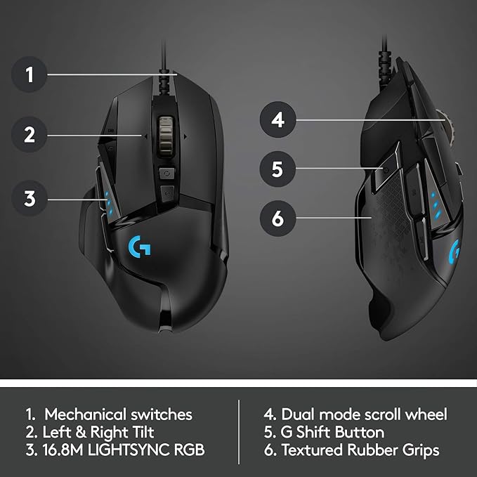 Logitech G502 HERO High Performance Gaming Mouse" )