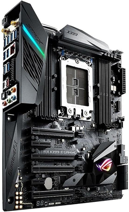 ASUS ROG STRIX X399-E GAMING AMD Ryzen Threadripper TR4 DDR4 M.2 U.2 X399 EATX HEDT Motherboard with onboard 802.11AC WiFi, USB 3.1 Gen2, and AURA Sync RGB Lighting