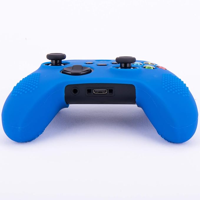 MXRC Silicone Rubber Cover Skin case Anti-Slip Customize Camouflage for Xbox Series X/S Controller x 2(Red+Blue) + FPS PRO Extra Height Thumb Grips x 8 - T