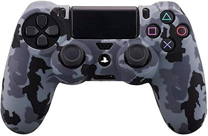 hitatech Water Transfer Printing Camouflage Silicone Cover Skin Case for Sony PS4/Slim/Pro Controller x Snow with Pro Thumb Grips X 8