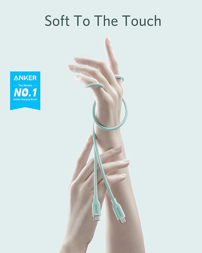 Anker USB-C to USB-C Cable, Cable 100W 6ft, USB 2.0 Type C Charging Cable Fast Charge for iPhone 15/15Pro/15Plus/15ProMax, MacBook Pro 2020, iPad Pro 2020, iPad Air 4, Galaxy S23(Mint Green)