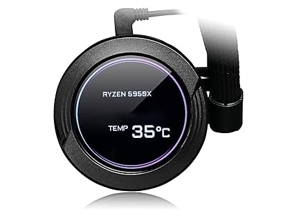 Waterforce X 360 AIO Liquid CPU Cooler, Rotatable Round LCD Display with Micro SD Support, 360mm Radiator with 3x120mm Low Noise Fan, Compatible with All Processors, 3 Pin