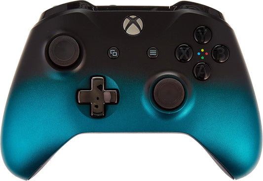 Mineral Blue Shadow Custom Controller for Xbox One Console - Textured Grip - 3.5mm Headset Jack - Chrome Steel Black D-pad - Grey on Black ABXY